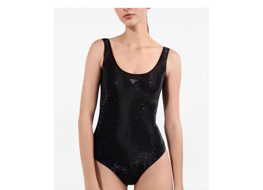 P 25 Glitter Black One Piece Swimsuit