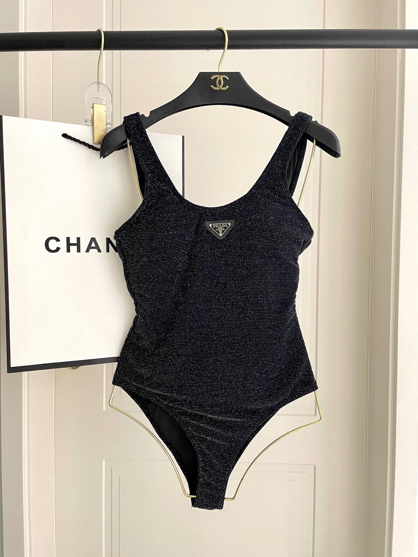 P 25 Glitter Black One Piece Swimsuit