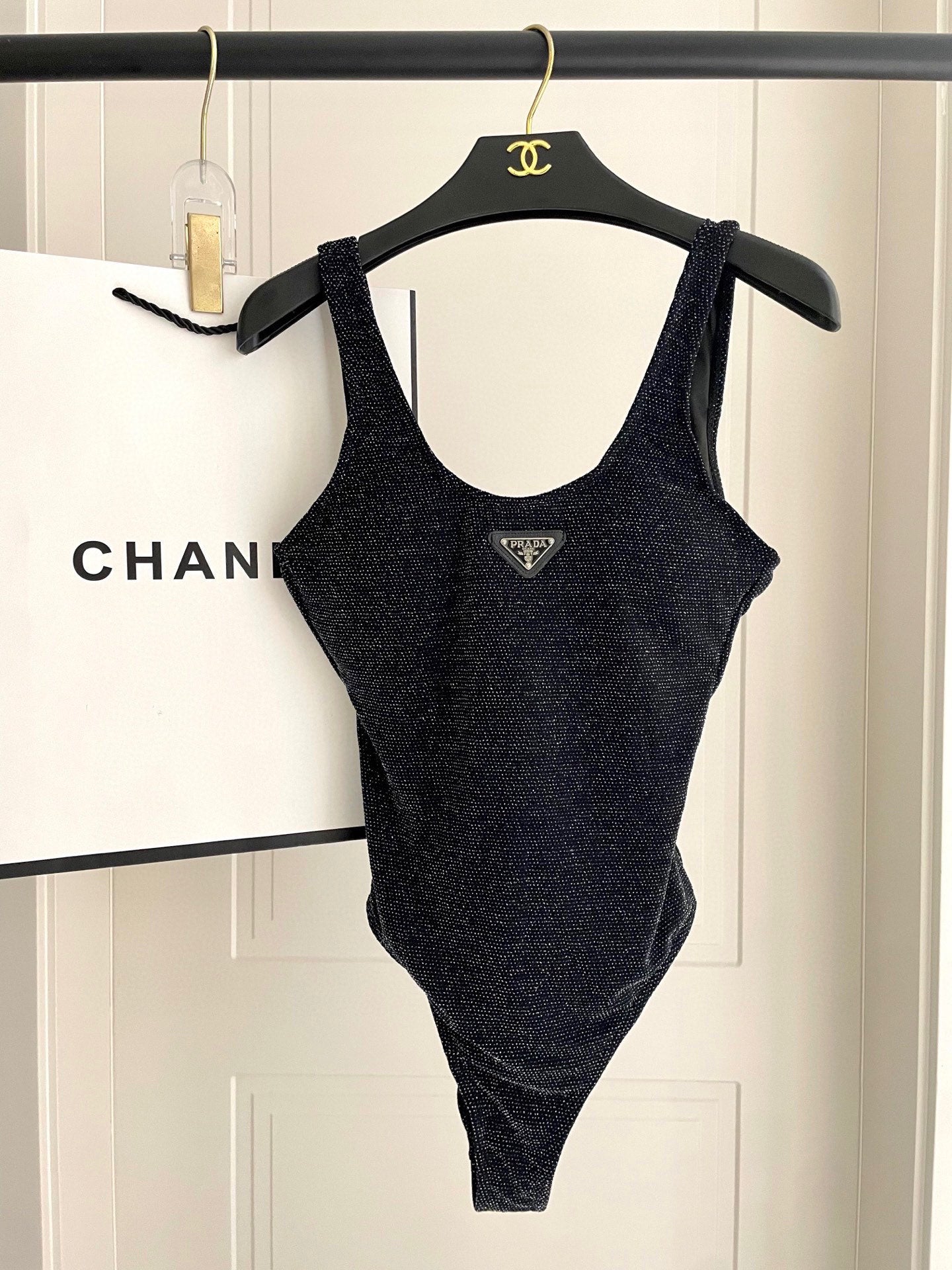 P 25 Glitter Black One Piece Swimsuit