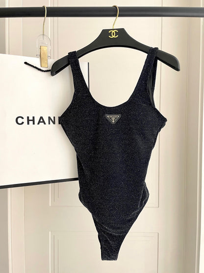 P 25 Glitter Black One Piece Swimsuit