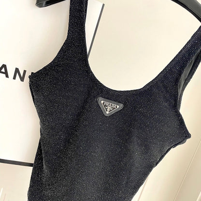 P 25 Glitter Black One Piece Swimsuit