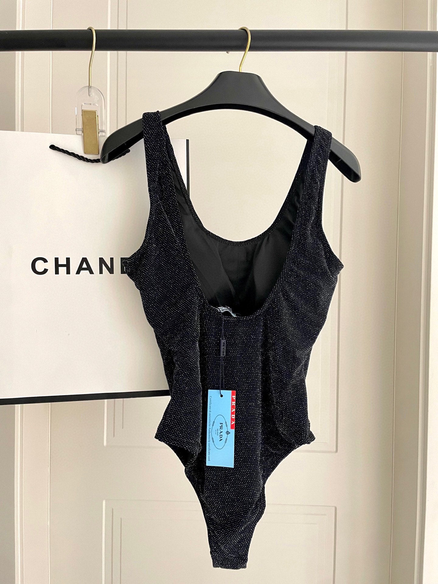 P 25 Glitter Black One Piece Swimsuit