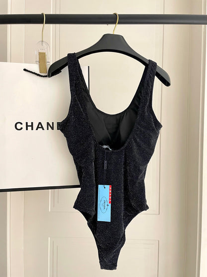 P 25 Glitter Black One Piece Swimsuit