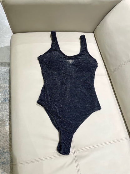 P 25 Glitter Black One Piece Swimsuit