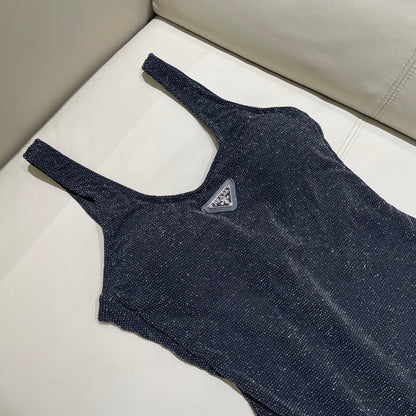 P 25 Glitter Black One Piece Swimsuit