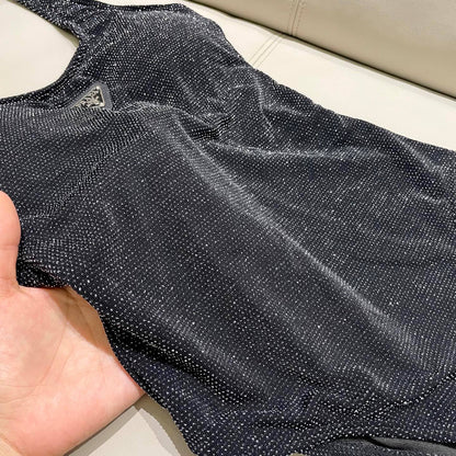 P 25 Glitter Black One Piece Swimsuit