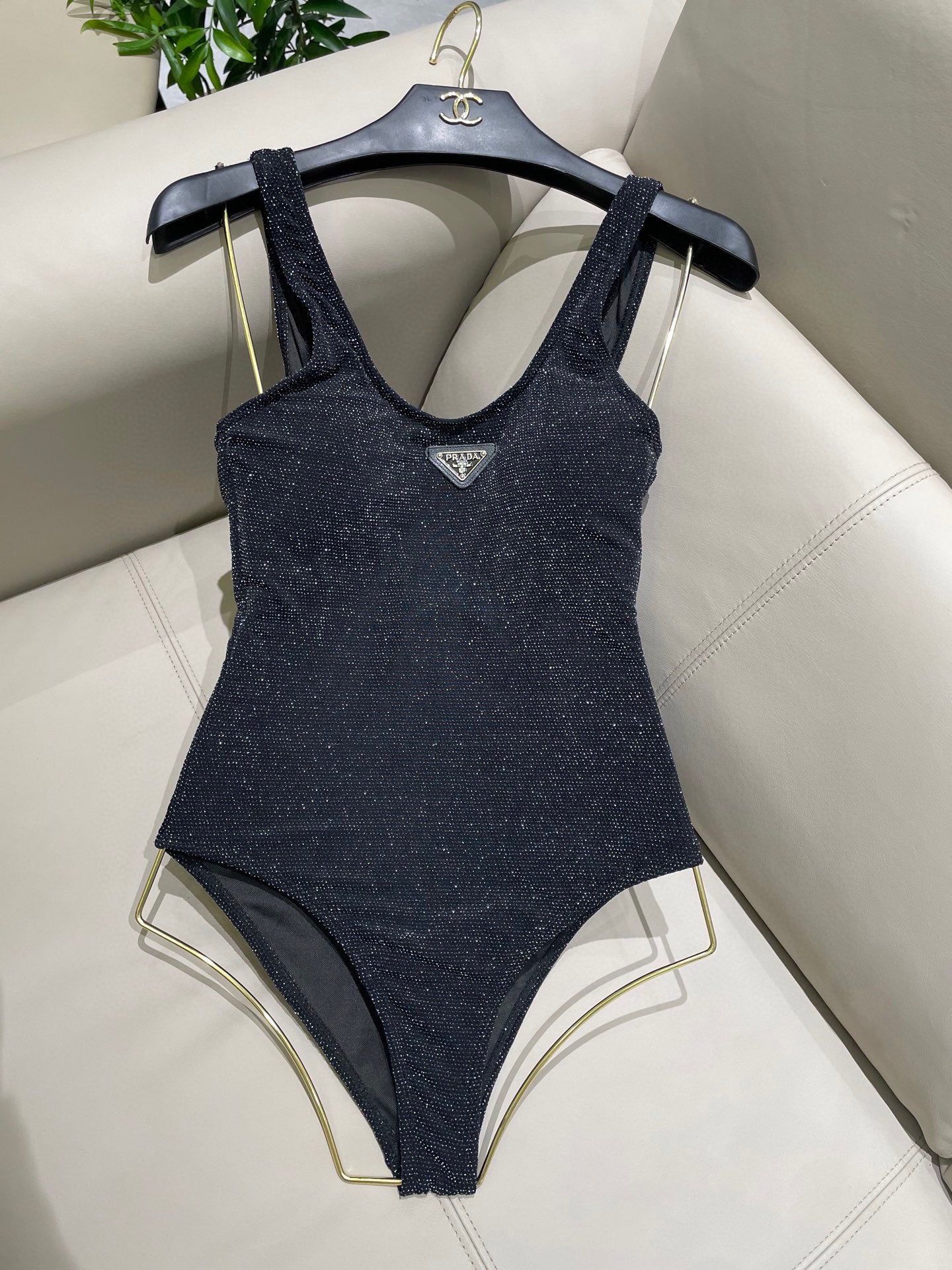 P 25 Glitter Black One Piece Swimsuit