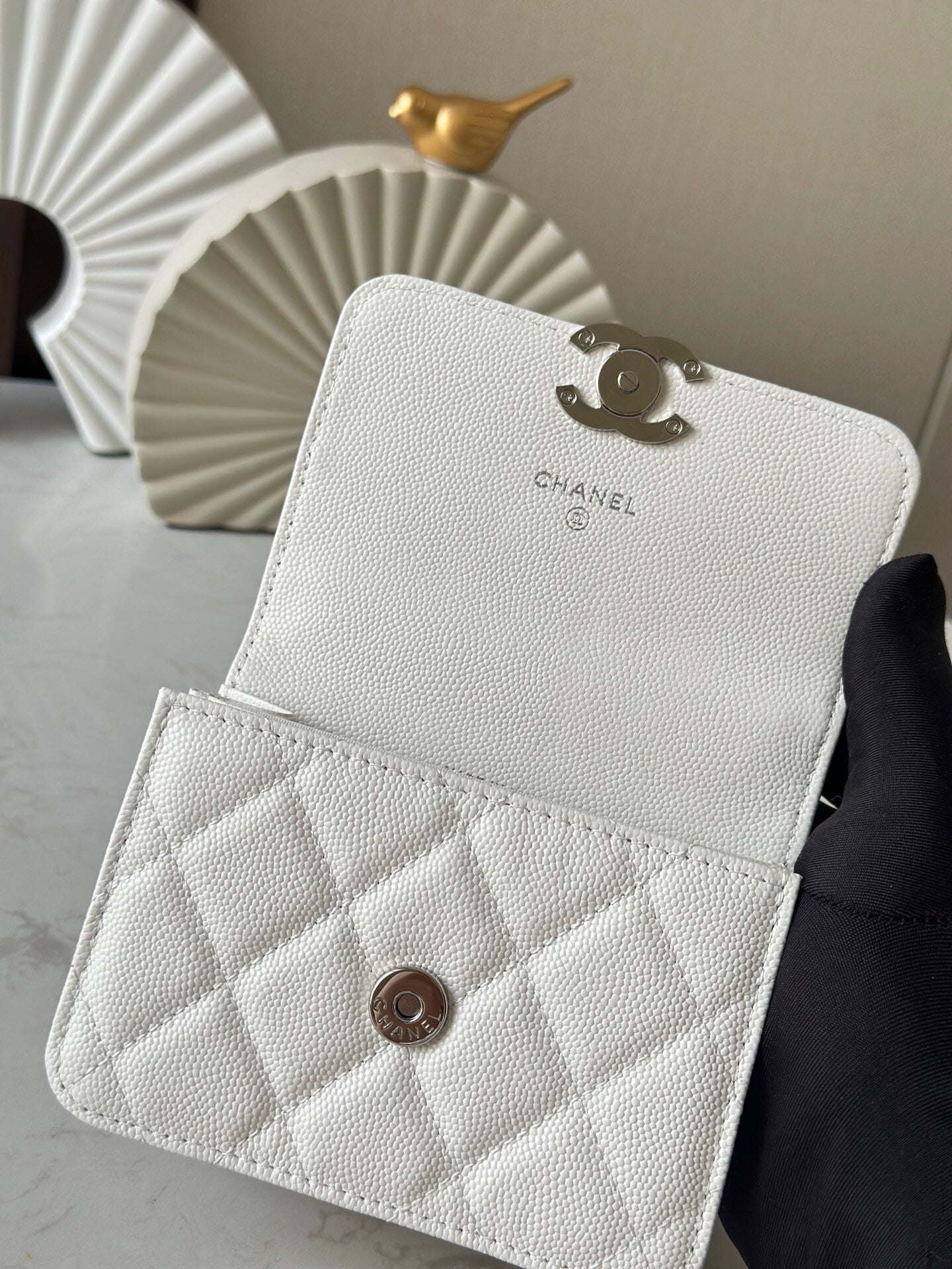 C Enameled Handle Small Satchel, Chain Clutch Bag