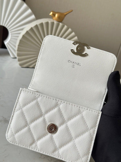 C Enameled Handle Small Satchel, Chain Clutch Bag