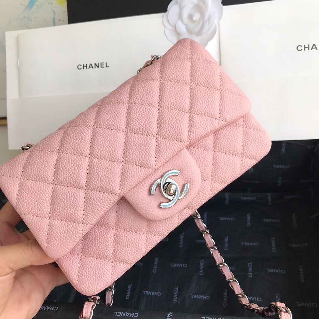 C 25 Pink Lattice Chain Crossbody Bag