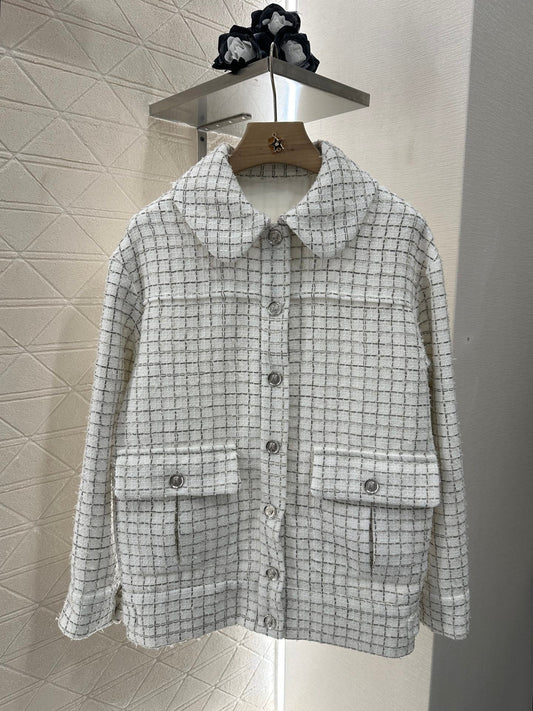 2025 New Arrivals Plaid Tweed Lapel Dress Jacket