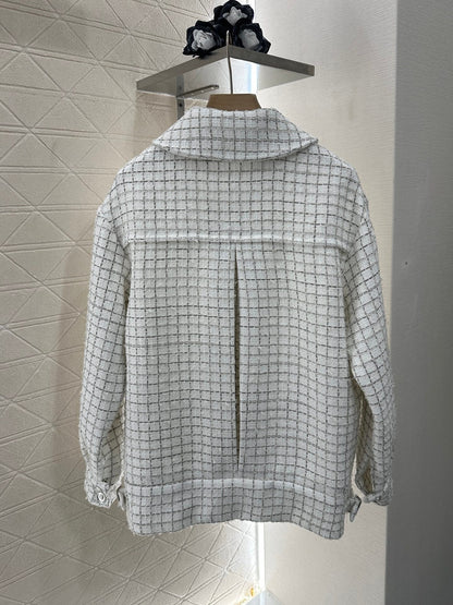 2025 New Arrivals Plaid Tweed Lapel Dress Jacket