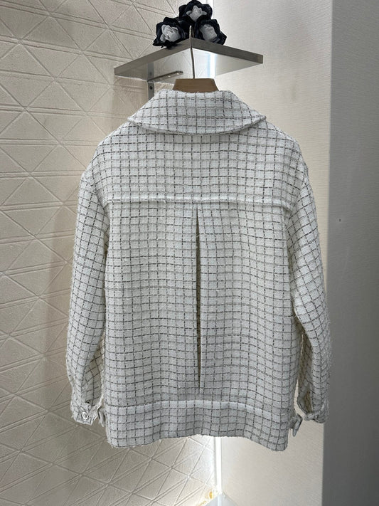 2025 New Arrivals Plaid Tweed Lapel Dress Jacket