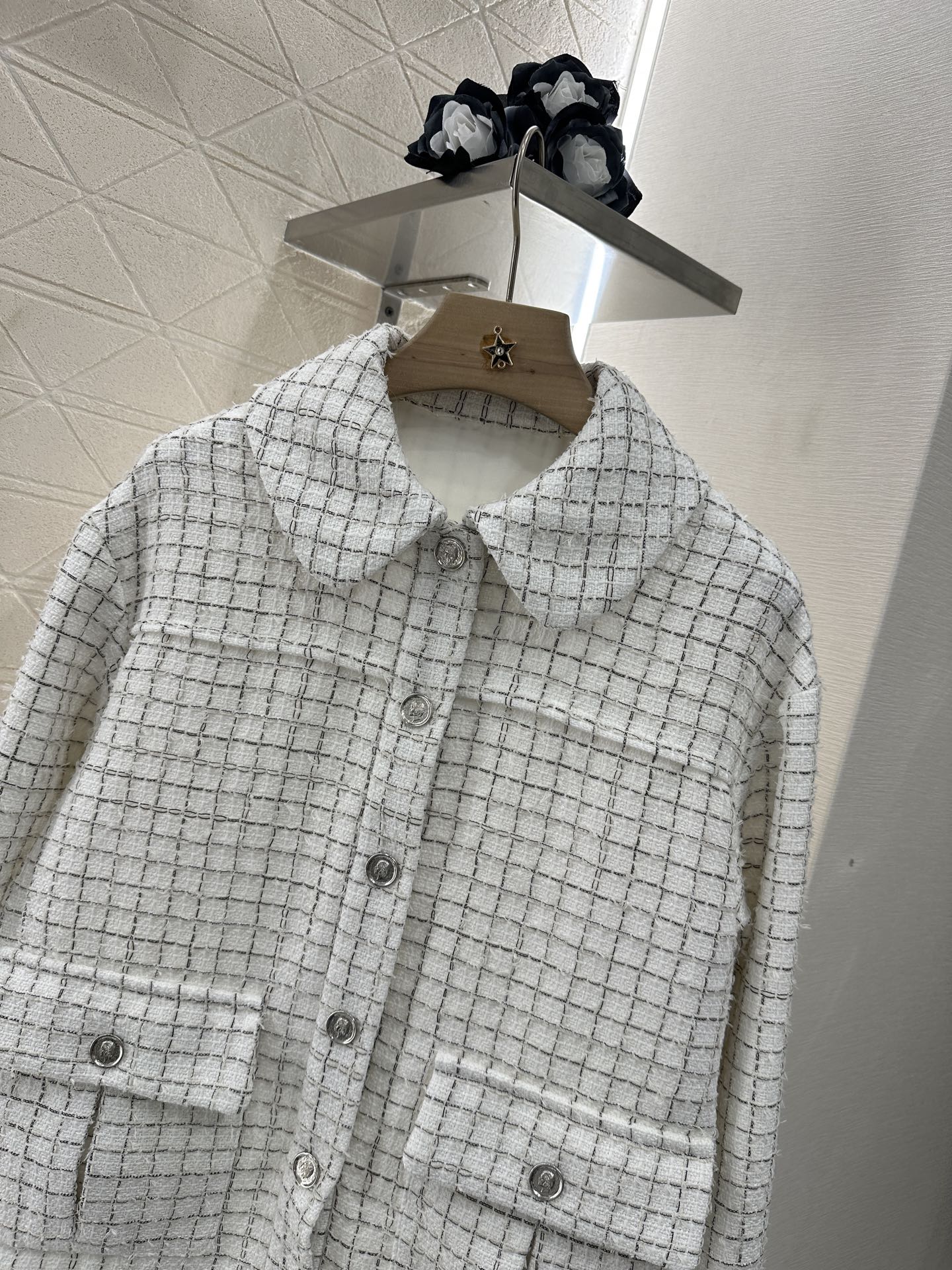 2025 New Arrivals Plaid Tweed Lapel Dress Jacket