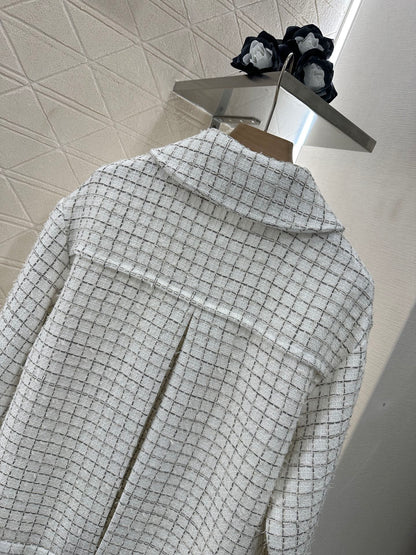 2025 New Arrivals Plaid Tweed Lapel Dress Jacket
