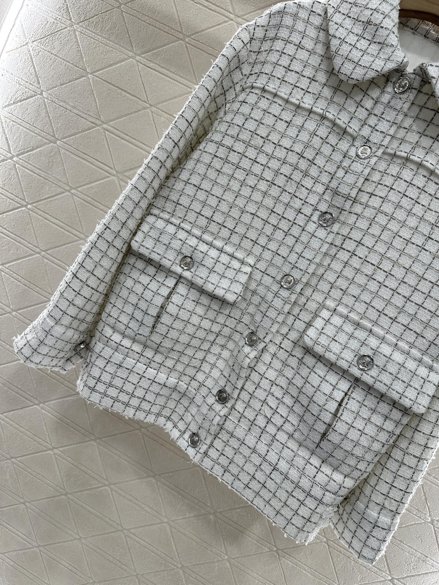 2025 New Arrivals Plaid Tweed Lapel Dress Jacket