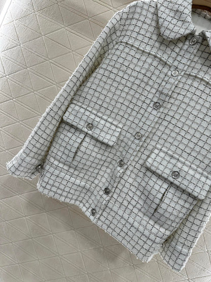 2025 New Arrivals Plaid Tweed Lapel Dress Jacket