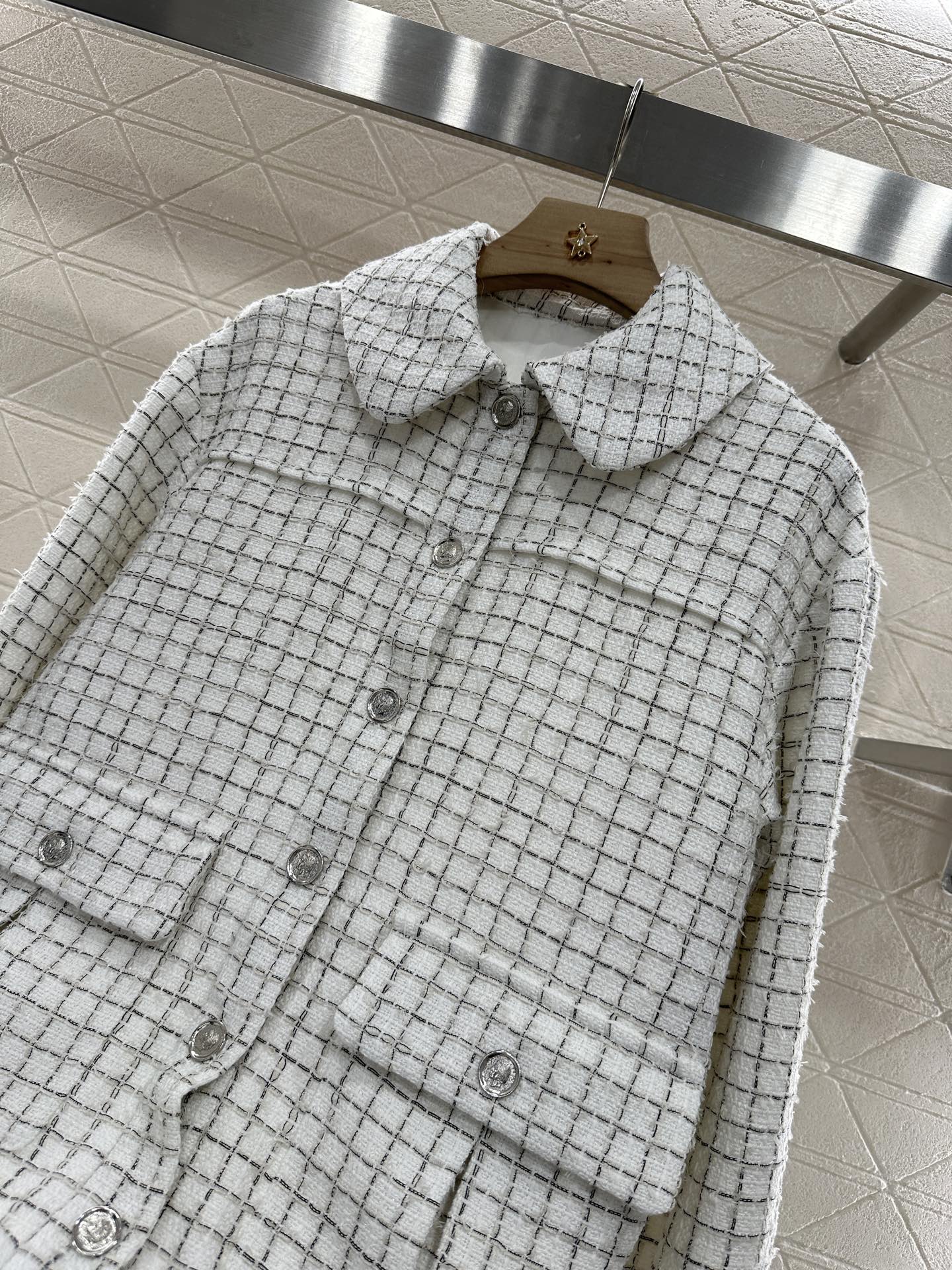 2025 New Arrivals Plaid Tweed Lapel Dress Jacket