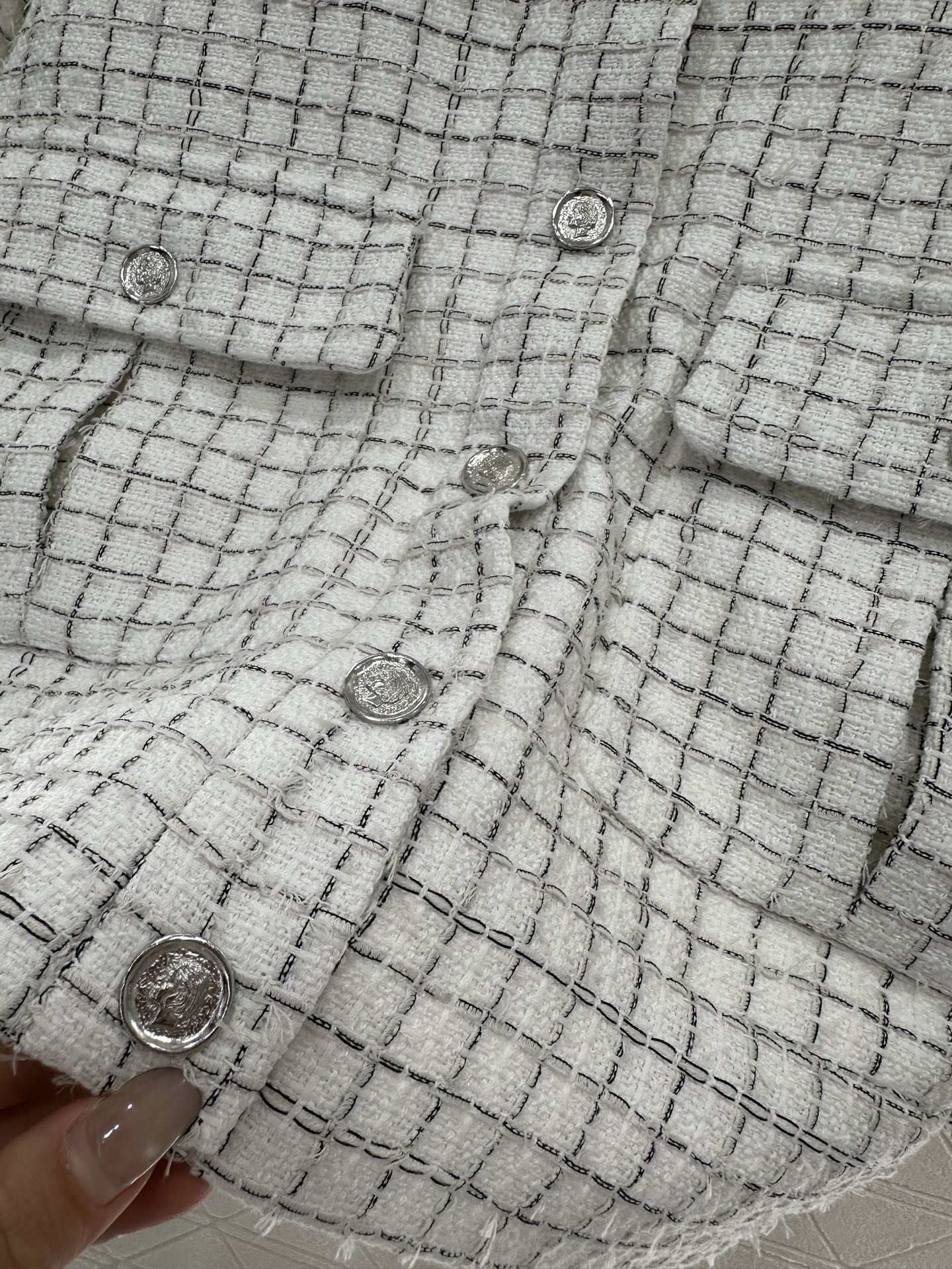 2025 New Arrivals Plaid Tweed Lapel Dress Jacket