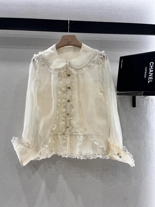 C 25 New Lace Lace Silk Shirt