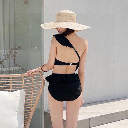 25 Summer new ruffle irregular one-piece swimsuit bikini