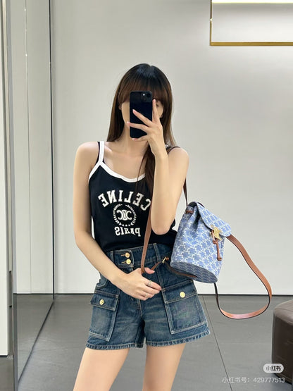 25 Summer New Printed Contrast Color Suspenders