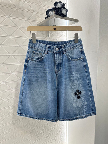 2025 Summer New High Waist Laser Denim Shorts