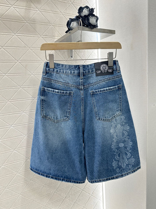2025 Summer New High Waist Laser Denim Shorts