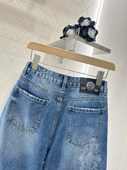 2025 Summer New High Waist Laser Denim Shorts
