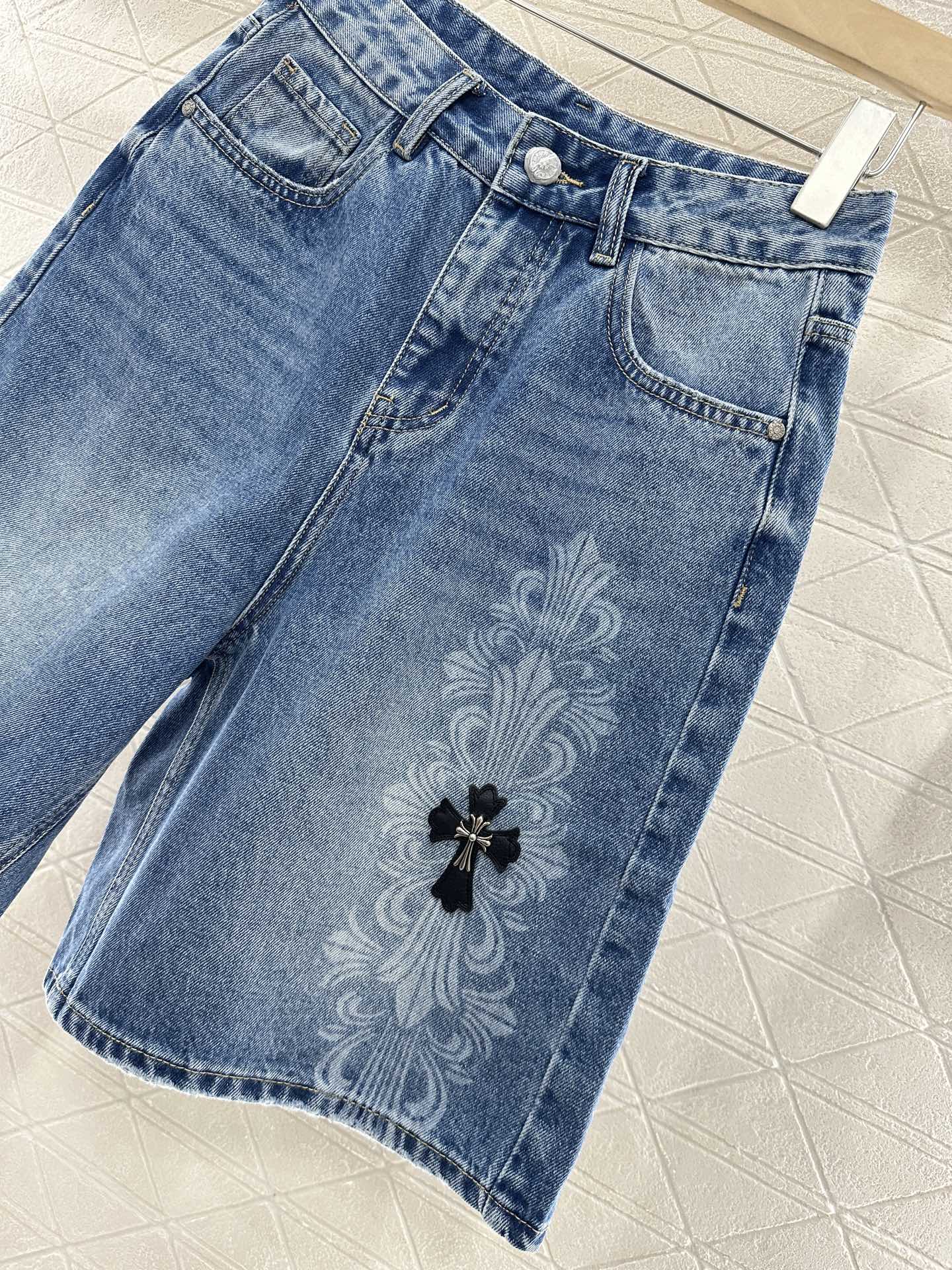 2025 Summer New High Waist Laser Denim Shorts