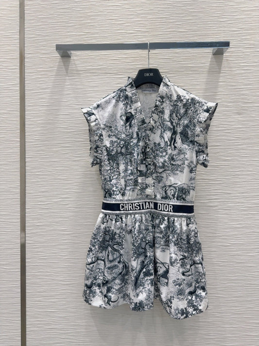 25SS New Summer Printed Vest Dress