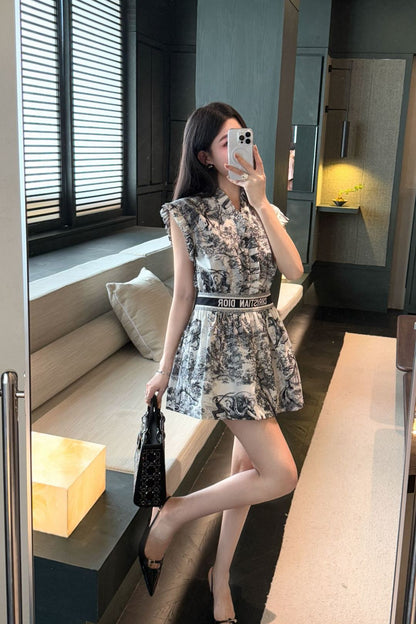 25SS New Summer Printed Vest Dress
