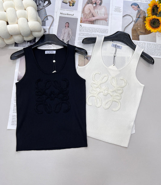 25 Summer new three-dimensional towel embroidered logo knitted vest