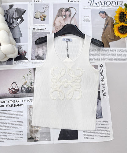 25 Summer new three-dimensional towel embroidered logo knitted vest
