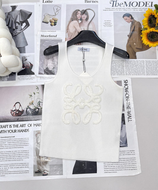 25 Summer new three-dimensional towel embroidered logo knitted vest