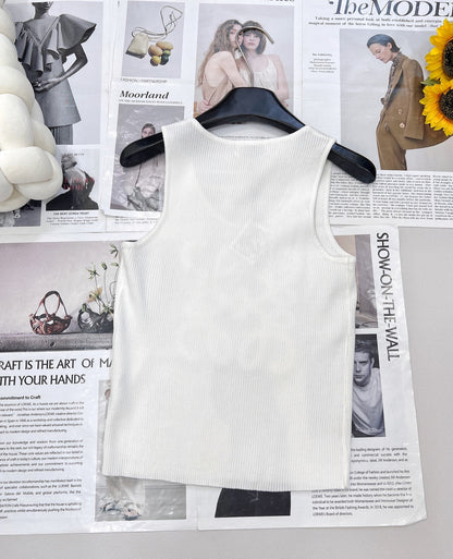 25 Summer new three-dimensional towel embroidered logo knitted vest