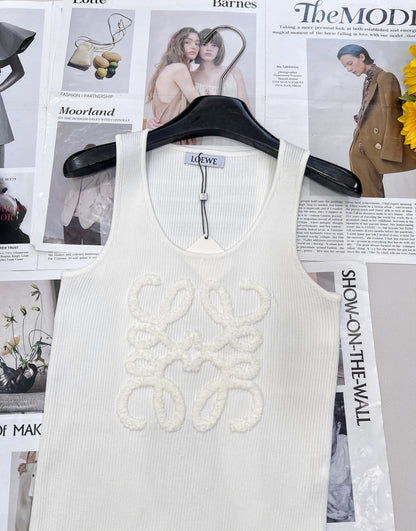 25 Summer new three-dimensional towel embroidered logo knitted vest