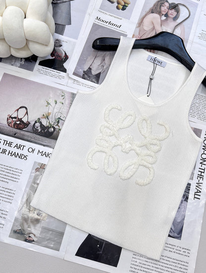 25 Summer new three-dimensional towel embroidered logo knitted vest