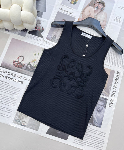 25 Summer new three-dimensional towel embroidered logo knitted vest