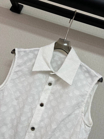 2025 Summer New Lapel Sleeveless Top + A-Sleeve Skirt Set