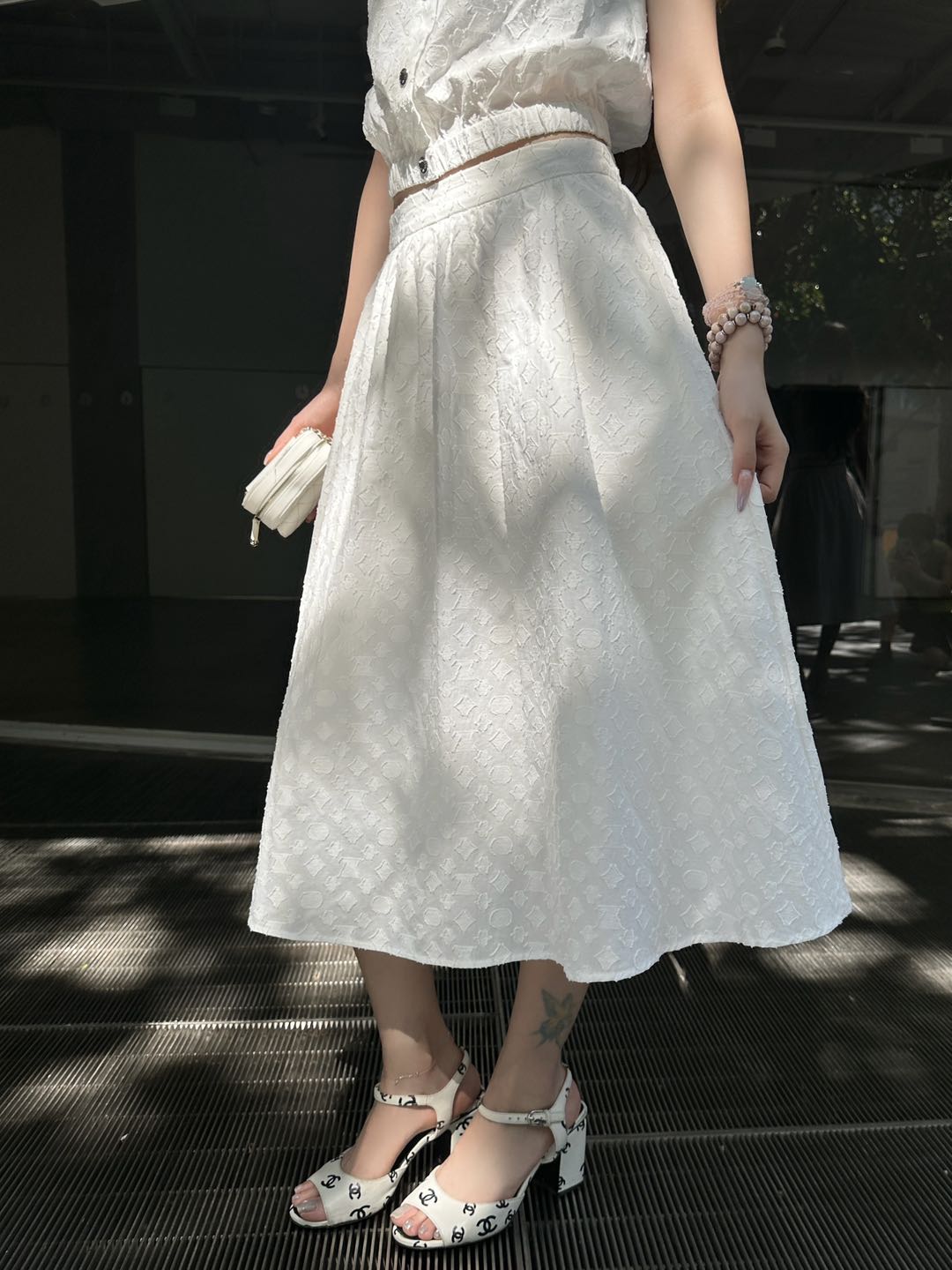 2025 Summer New Lapel Sleeveless Top + A-Sleeve Skirt Set