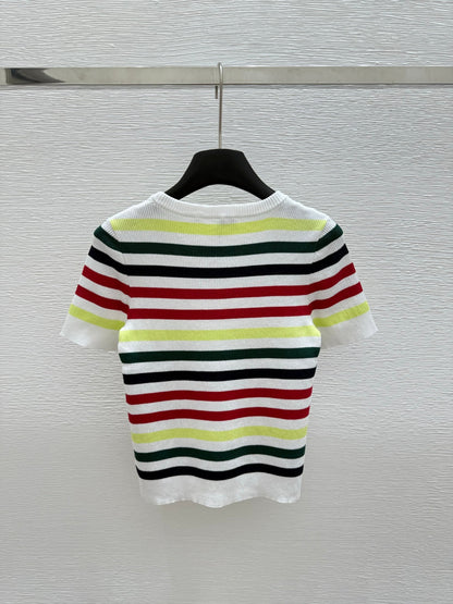 25 nouveaux pulls d'été à col rond et manches courtes en tricot 