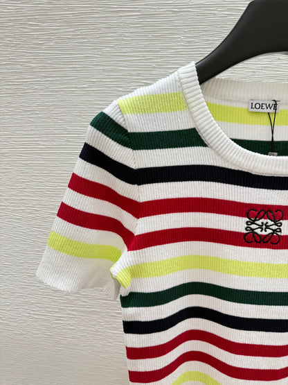 25 nouveaux pulls d'été à col rond et manches courtes en tricot 