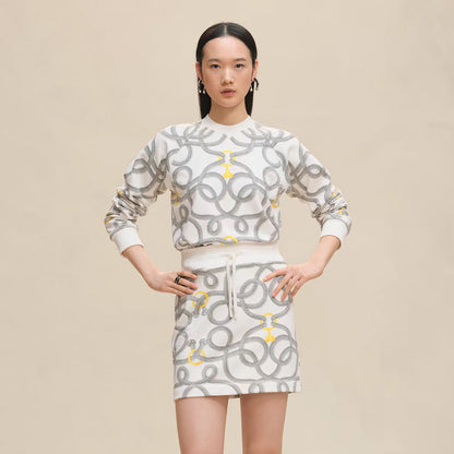 H 24 Rope knot pullover sweater half skirt suit