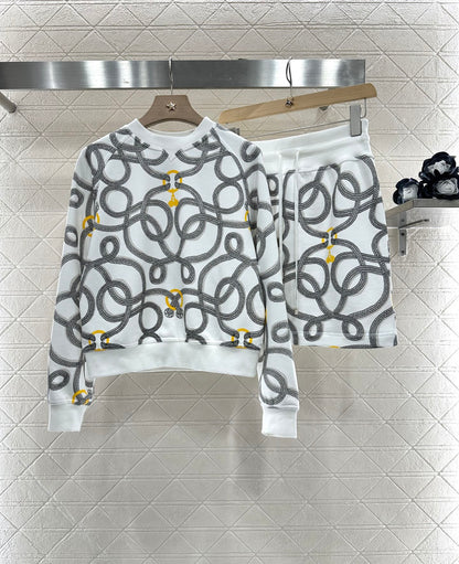H 24 Rope knot pullover sweater half skirt suit