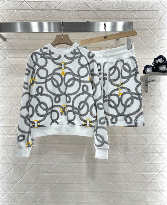 H 24 Rope knot pullover sweater half skirt suit