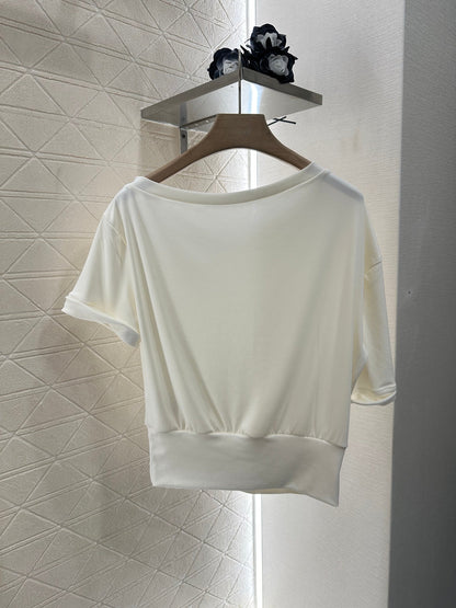 2025 Summer New Arrival Asymmetric Short Sleeve Drawstring Trousers Set