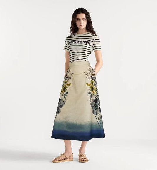 D 25 New ink painting print half skirt