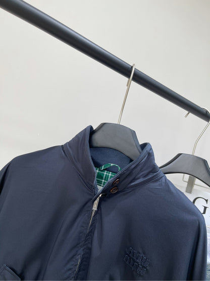 25 Summer new navy blue green zipper short jacket