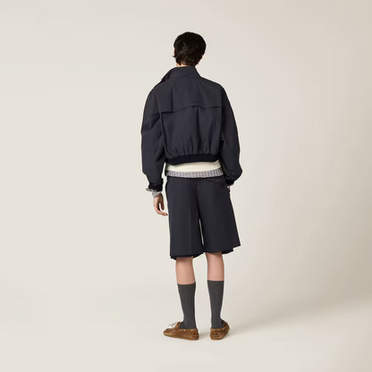 25 Summer new navy blue green zipper short jacket